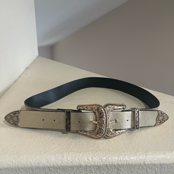 UNBRANDED GOLD‎ Double Buckle Leather Belt bohemian